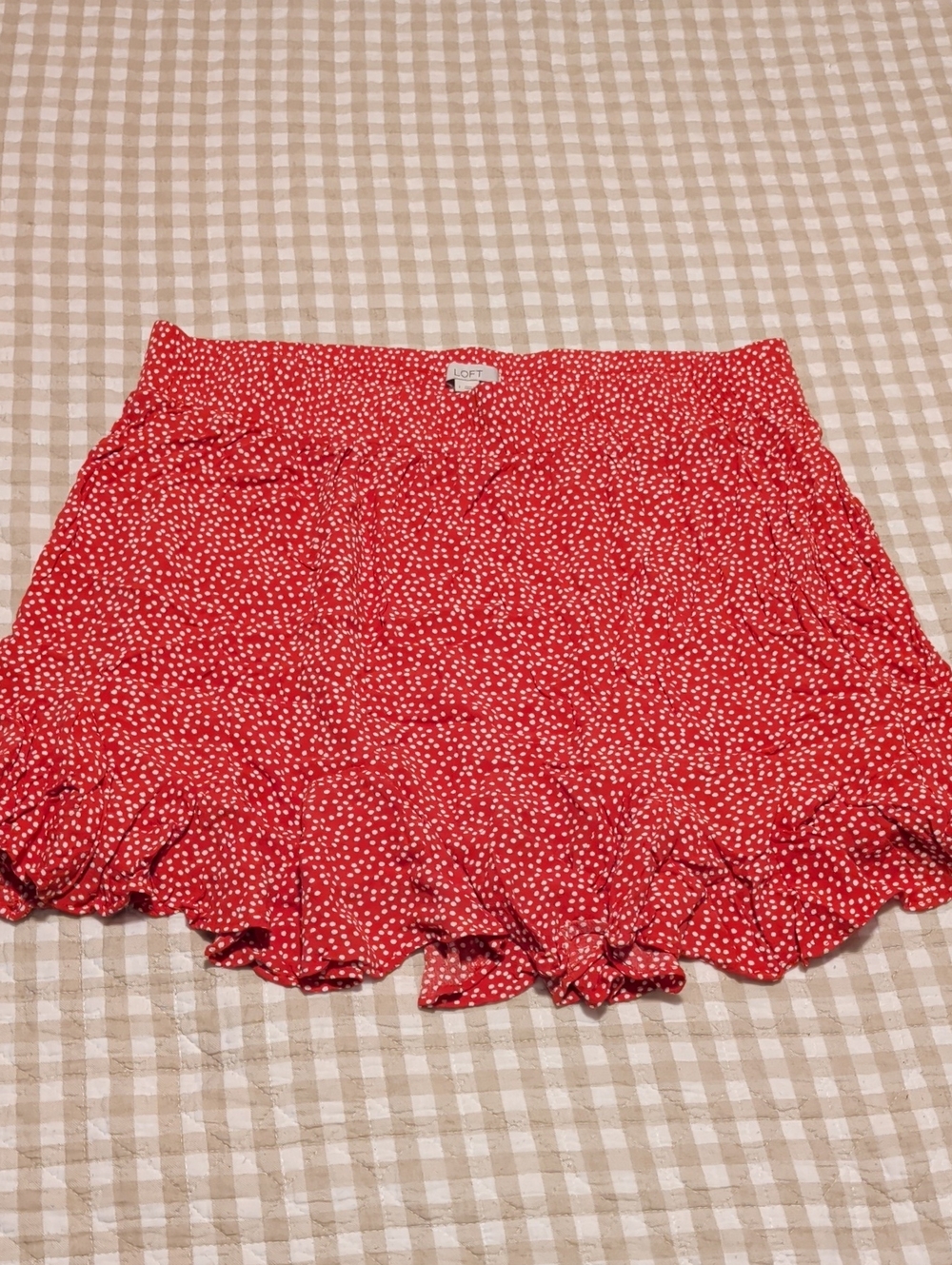 Loft Orange/Red Printed Ruffle Hem Women’s Skirt L